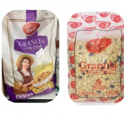 Granola (Alimento mezcla de cereales, coco rallado, pasas de uva y almendras)