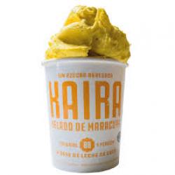 Yogur y helado sabor maracuyá (bajo en azúcares y sin azúcar)