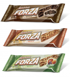 Barra de cereal FORZA sabor : tradicional, con cacao, frutas