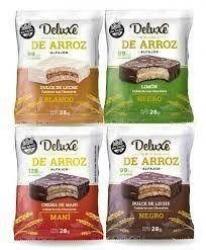 Alfajor de arroz de dulce de leche, limón , dulce de leche y chocolate blanco y maní LÁCTEO LP