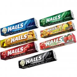 Halls: Strong Lyptus, Mentho Lyptus, Cherry Lyptus, Vita C Frutilla, peppermint Lyptus, Honey lemon  Lyptus, miel con limon