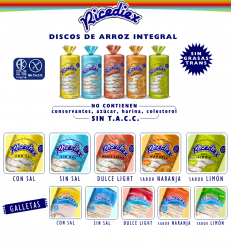 Discos y Galletas de Arroz Integral, todas las variedades, Ricediex