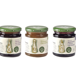 Dulce de Arándanos y Sauco con Whisky, Dulce de Frutos del Bosque con Sidra, Dulce de Manzanas con Cerveza