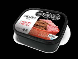 Helado de chocolate y frutilla
