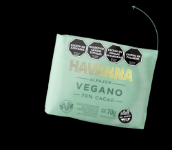 Alfajor vegano con dulce de leche de almendras chocolate 70 %