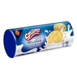 Galletitas smams: vainilla rellena vainilla, vainilla rellena frutilla, chocolate rellena vainilla