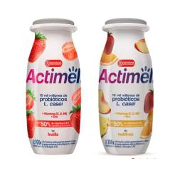 Leche fermentada Actimel ( común y 0 %) Frutilla, Frutos del bosque y Multifruta
