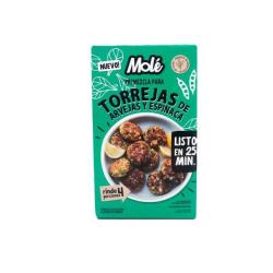 Torrejas de arvejas y espinaca