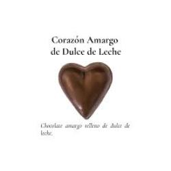 Corazón amargo y con leche relleno de dulce de leche