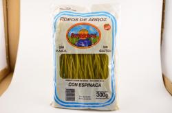Fideos de arroz de espinaca